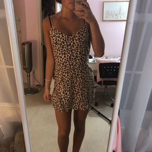 Cheetah Print Thin Strap Flowy Summer Dress